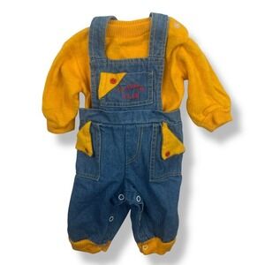 Vintage Playpen Club Baby Overalls‎ Set Newborn Size Up to 14 lbs Denim 70s 80s